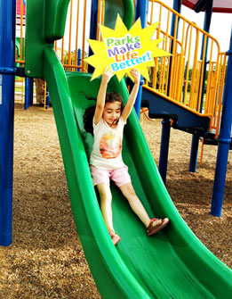 Picture of girl going down a slide