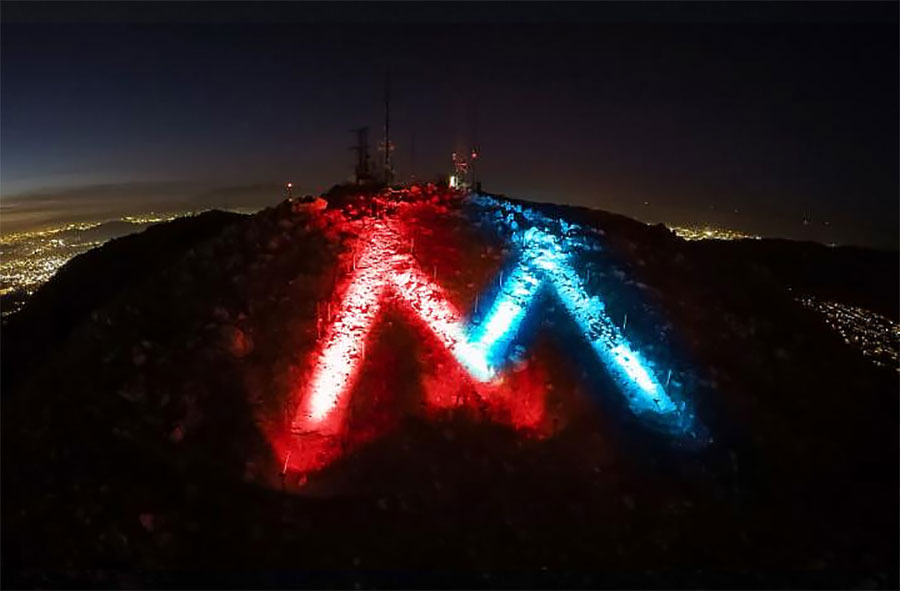 The Moreno Valley "M" lit